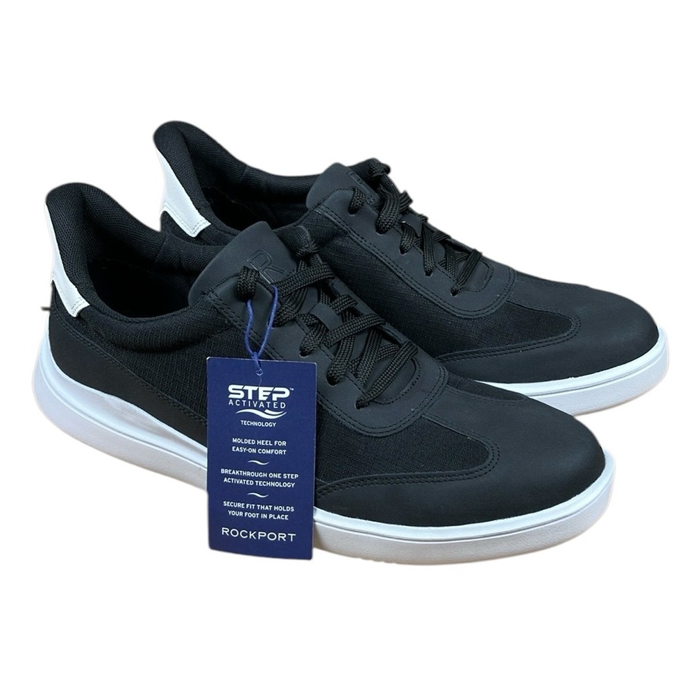 Rockport Tylan Step Sneakers Lightweight Black White NWT